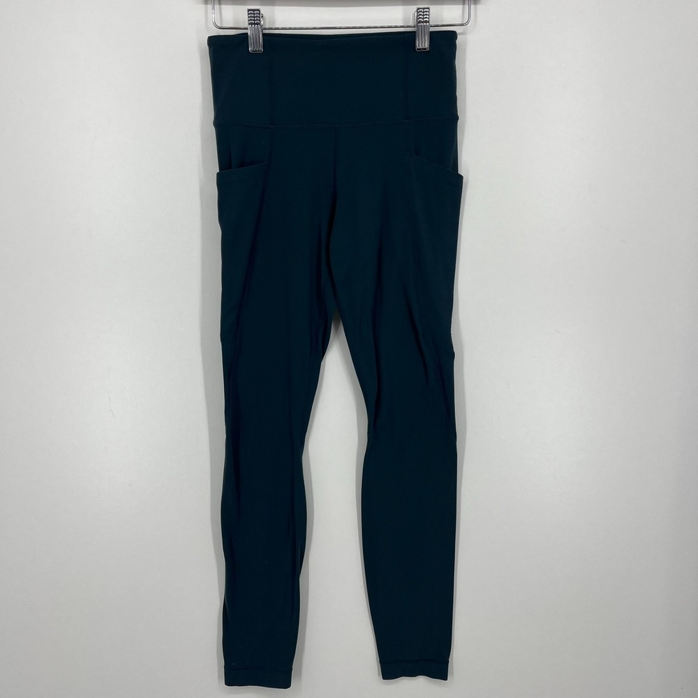 Athleta Leggings Women's XS Green Pockets Ankle Length High Rise